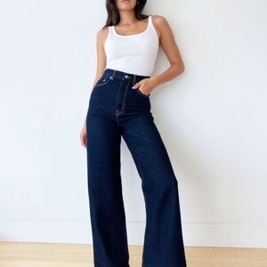 levi high loose jeans dark blue